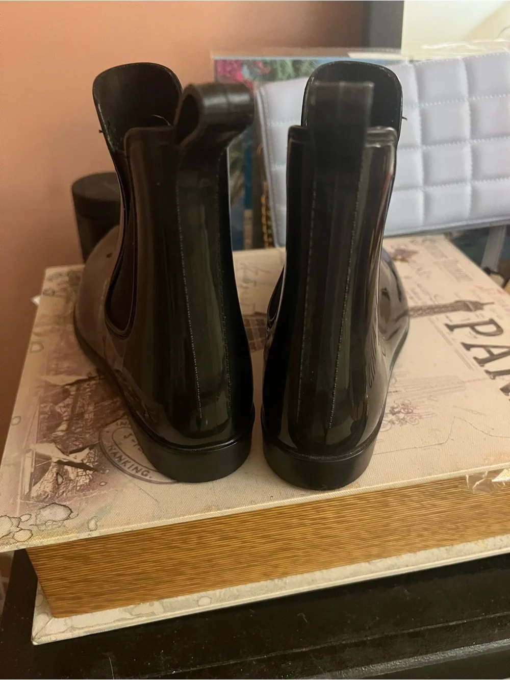 a new day Black Gloss Chelsea Rain Boots